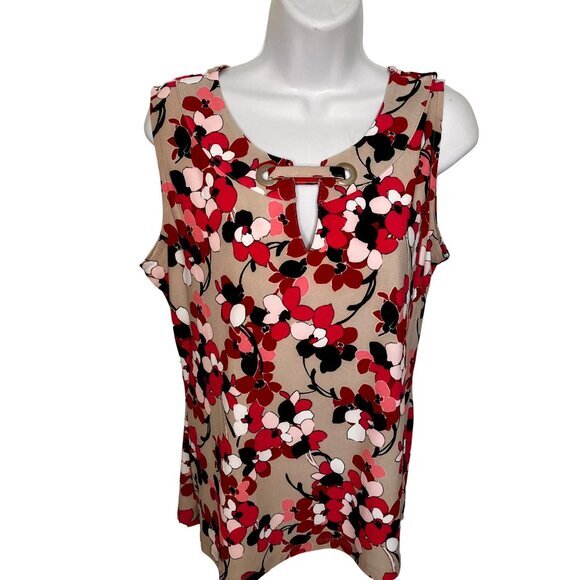 3 for $15 Tommy Hilfiger Sleeveless Clarice Floral Grommet Trim TOP, NWT L‎ - Picture 2 of 9